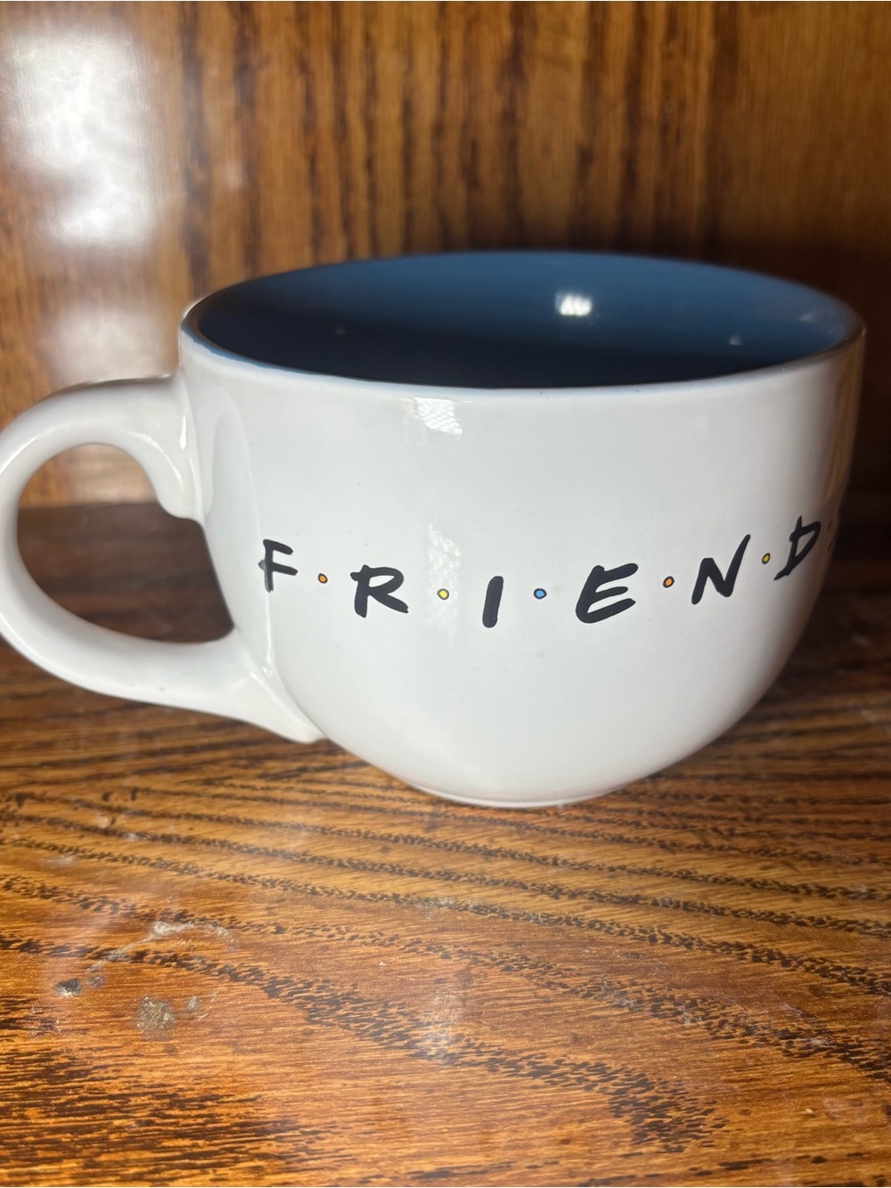FRIENDS White Mug with Blue Interior and Logo Dots